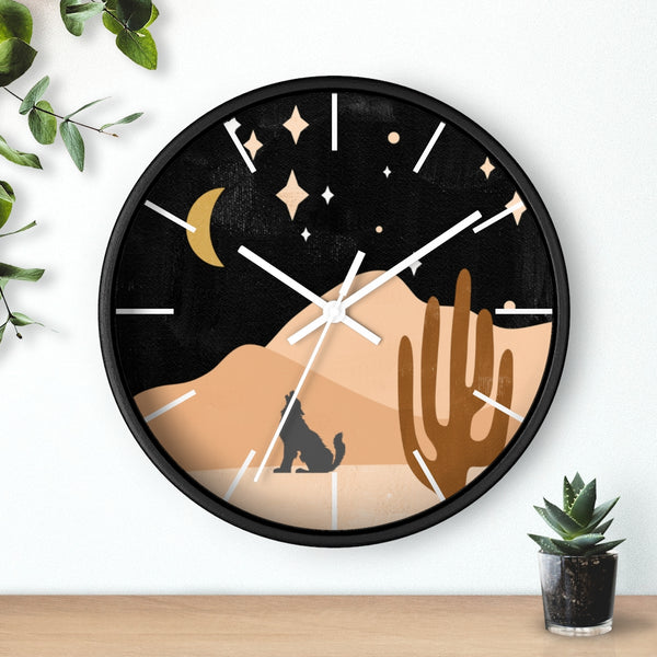 Wolf Mountain Night Wall Clock