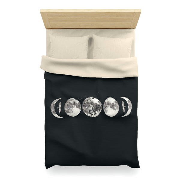 Moon Phases Microfiber Duvet Cover, Bedroom Bedding Celestial