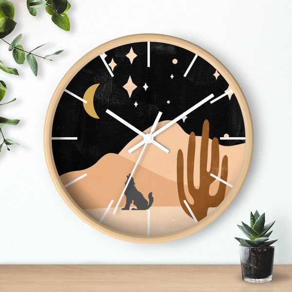 Wolf Mountain Night Wall Clock
