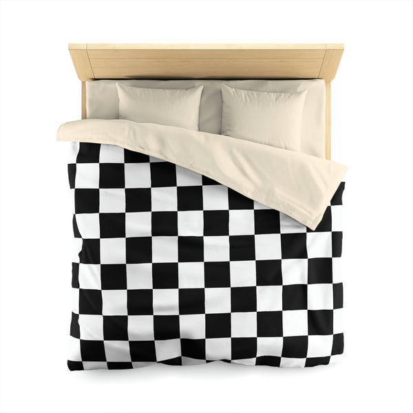 Checkered Bedding Duvet Cover Microfiber, 4 Sizes