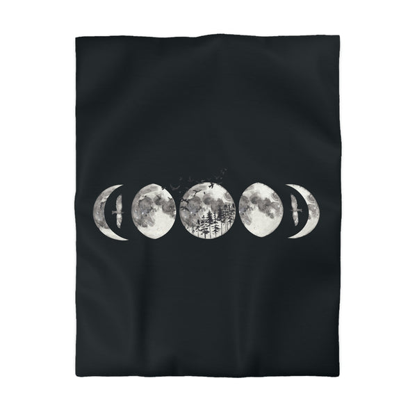 Moon Phases Microfiber Duvet Cover, Bedroom Bedding Celestial