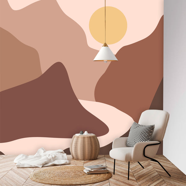 Wall Mural Mountain Desert Sunrise Wall Decor Easy to Stick