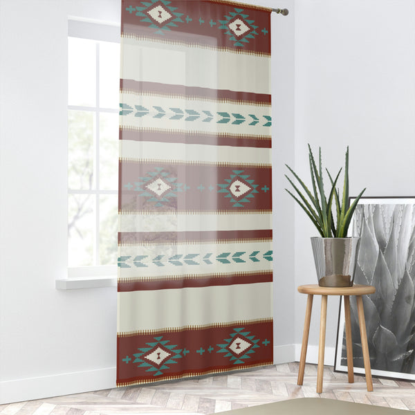 Sheer Window Curtain Sedona Falls Southwestern Print, Polyester One Sided Print, Transparent Window Curtain