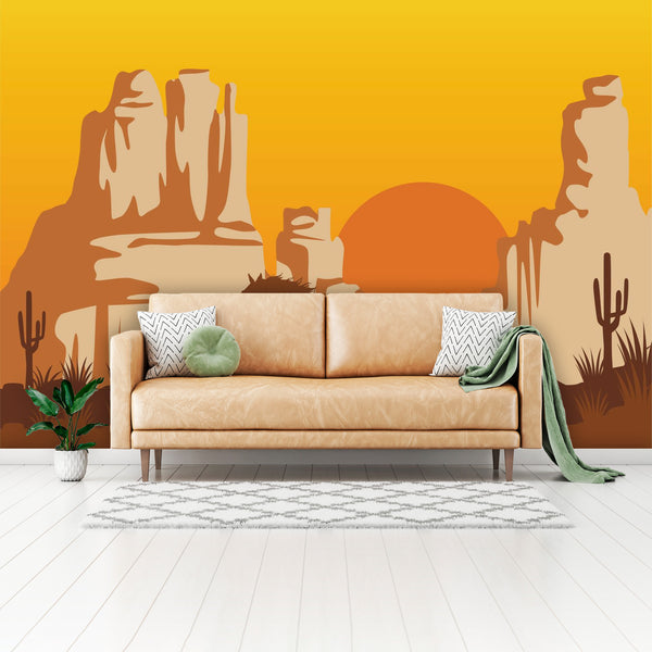 Wall Murals Wallpaper Galloping Horse Arizona Canyon 4 Sizes, Peel and stick in Sections