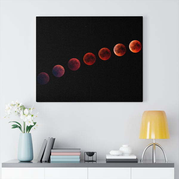 Wall Art Canvas, Red Moon Phases, Wall Art, Wall Decor, Canvas Print, Space Print