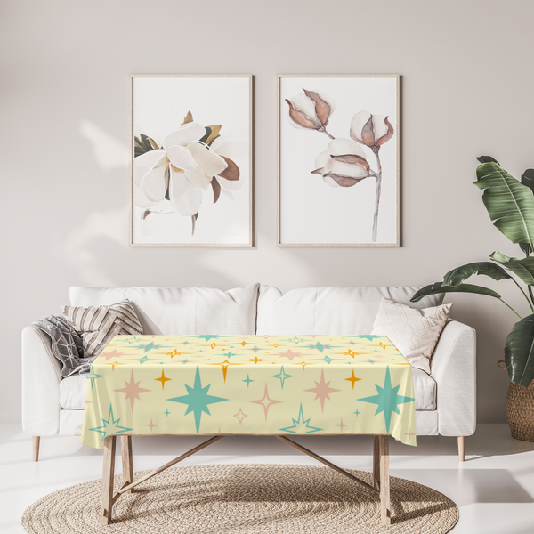 Retro Starburst Tablecloth, Kitchen Table Linens Retro Modern