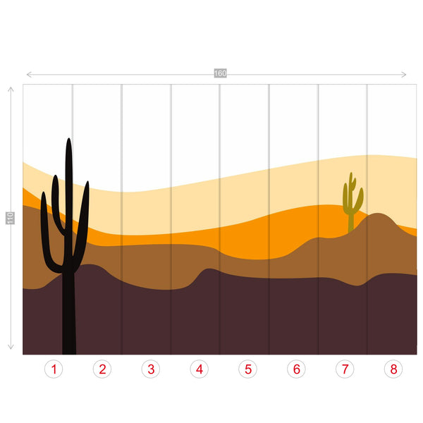 Wallpaper Wall Murals 4 Sizes Desert Cactus Scene, Easy to Use and remove