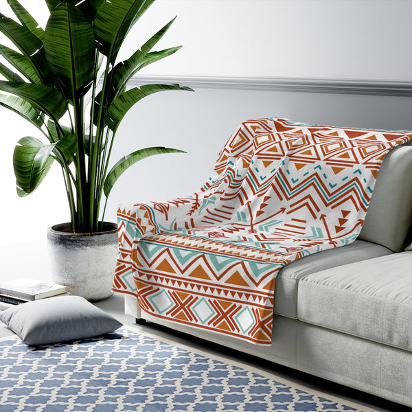 Aztec Southwest Velvet Plush Throw Blanket, Gifts, Velveteen Plush Blanket, Throw Blanket, Southwestern, Throw Blanket Couch, Blankets & Throws