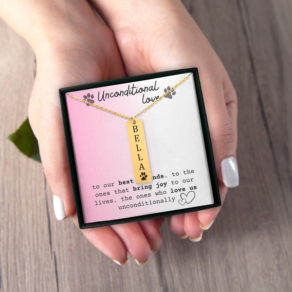 Actual Paw Print + Name Necklace for Pet Lovers Dog Lover Cat Lover Gift