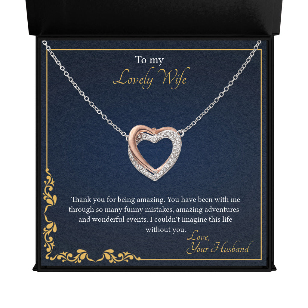 thumbnail image 2 of To My Wife Heart Pendant Necklace - Silver Plated With Zircon - Anniversary Gift 2 of 6