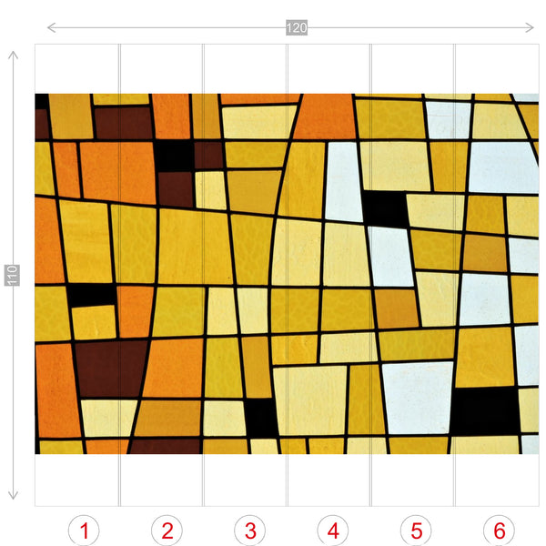 Wall Murals Wall Paper Stained Glass Look Groovy Design, 4 Sizes