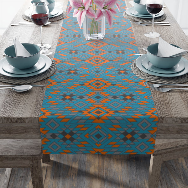 Turquoise Canyon Table Runner Southwestern Kitchen Runner for Table Bohemian Eclectic Cotton or Polyester 2 Sizes