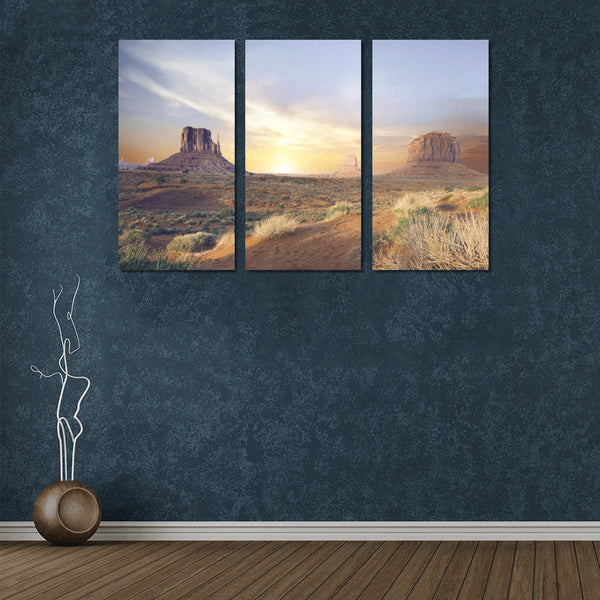 Desert Canyon Framed Canvas Art Prints Set X (3 Pieces) (Made In USA)
