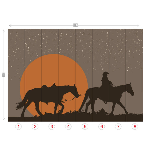Wall Mural Wallpaper Western Rustic Cowboy Decor Wall Art Decor 4 Sizes Easy to Use, Easy to Remove