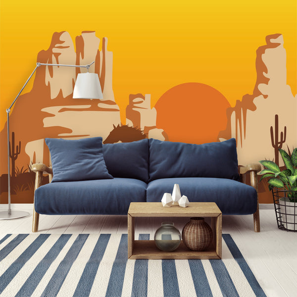 Wall Murals Wallpaper Galloping Horse Arizona Canyon 4 Sizes, Peel and stick in Sections