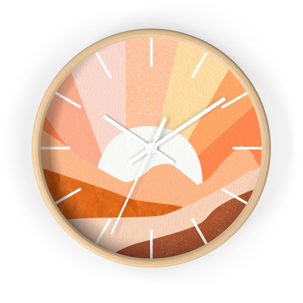 Wall Clock Silent Tick Sunrise Modern Landscape Clock for Wall Bohemian