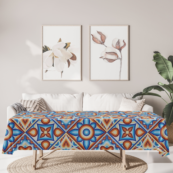 Tablecloth Mural Print Polyester Fade Resistant Table Cloth