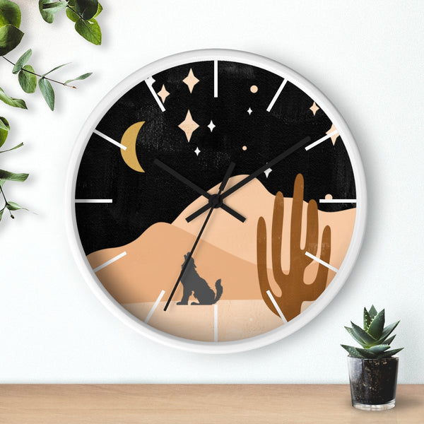 Wolf Mountain Night Wall Clock