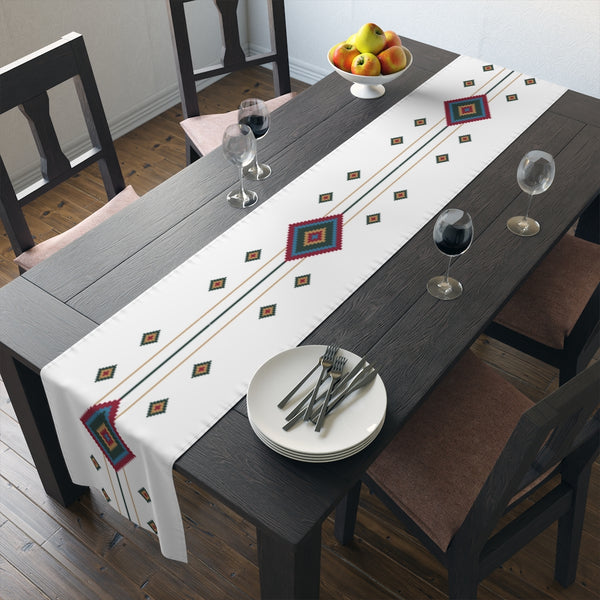 Camino de mesa Algodón o Poliéster White Diamond Southwestern Runner para mantelería de cocina
