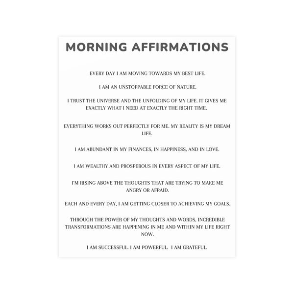 Morning Affirmations and Manifestation Sayings Vertical Matte Poster Daytime Affirmations