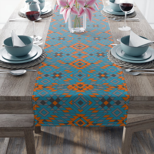 Turquoise Canyon Table Runner Southwestern Kitchen Runner for Table Bohemian Eclectic Cotton or Polyester 2 Sizes
