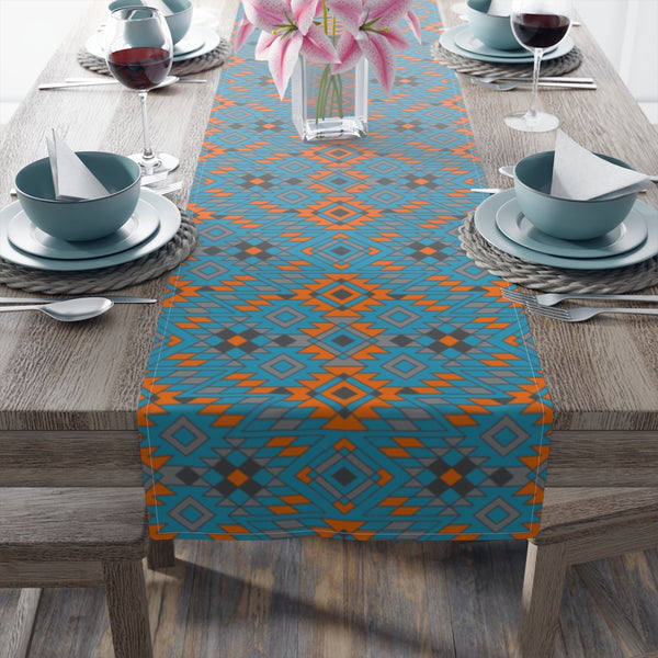 Turquoise Canyon Table Runner Southwestern Kitchen Runner for Table Bohemian Eclectic Cotton or Polyester 2 Sizes