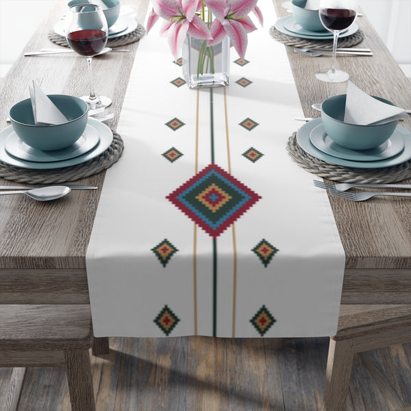 Camino de mesa Algodón o Poliéster White Diamond Southwestern Runner para mantelería de cocina