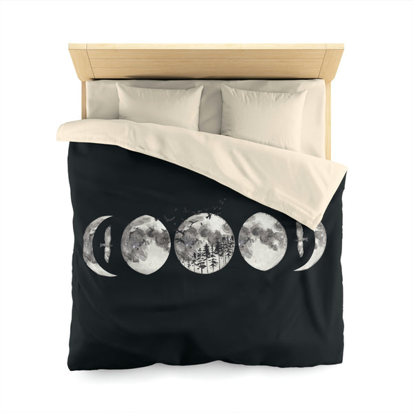 Moon Phases Microfiber Duvet Cover, Bedroom Bedding Celestial