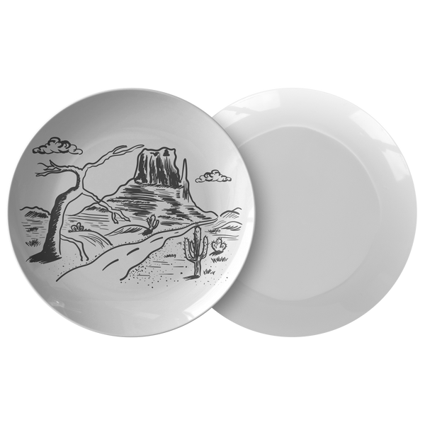 Plato de plástico para cena con paisaje desértico