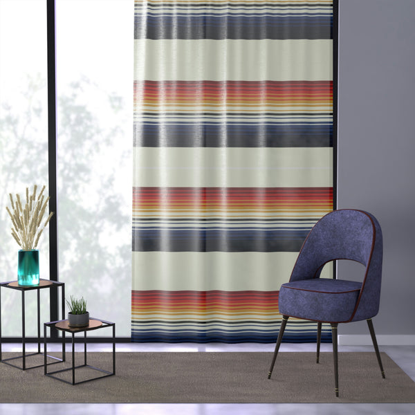 Sheer Window Curtain Southwestern Mexican Blanket Patter, Polyester Transparent One Sided Print