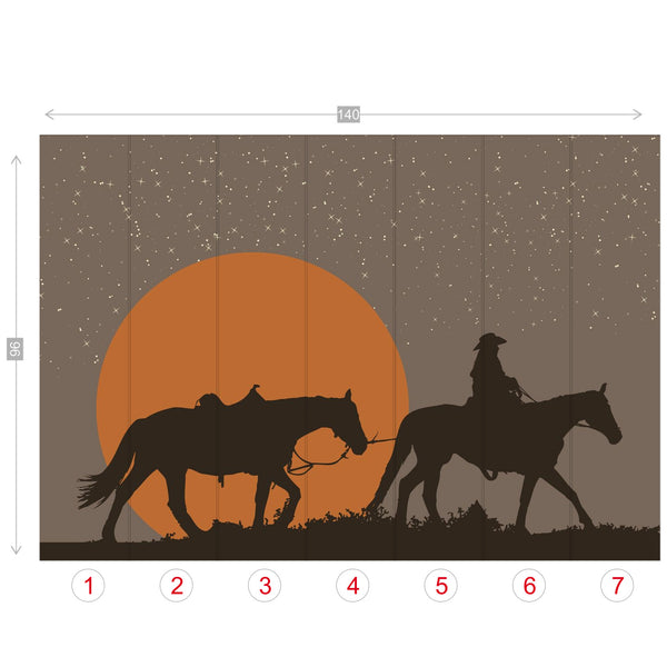 Wall Mural Wallpaper Western Rustic Cowboy Decor Wall Art Decor 4 Sizes Easy to Use, Easy to Remove