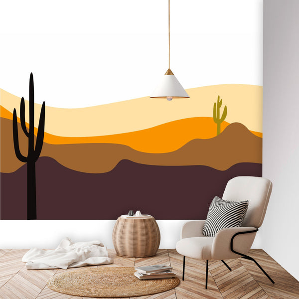 Wallpaper Wall Murals 4 Sizes Desert Cactus Scene, Easy to Use and remove