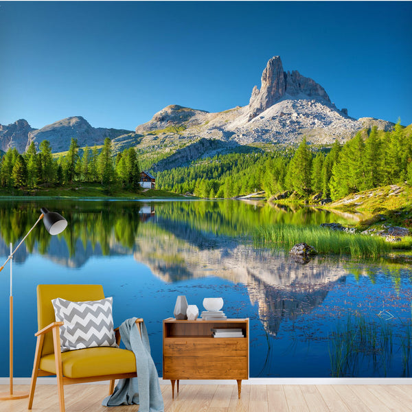 Wall Murals Wallpaper Mountain Lake Getaway, 4 Sizes Wall Decor Scenic