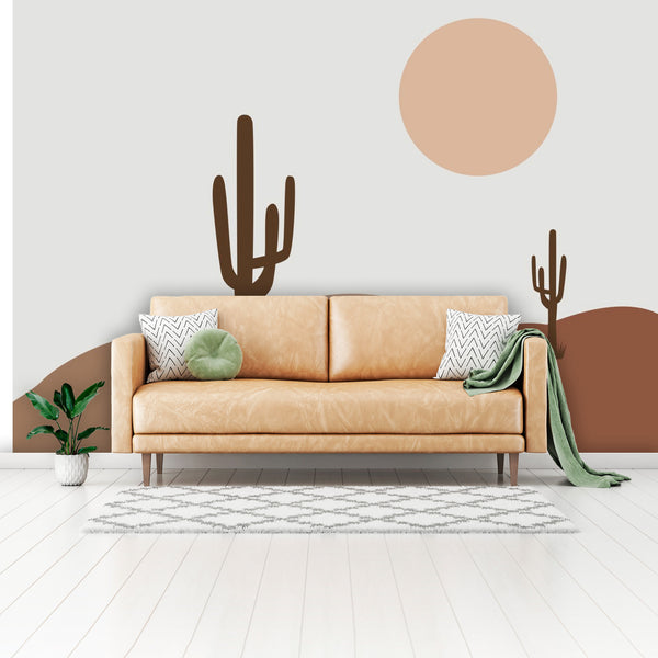 Wall Murals Desert Valley Wallpaper Home Decor Wall Decor Cactus Desert Full Moon Joshua Tree
