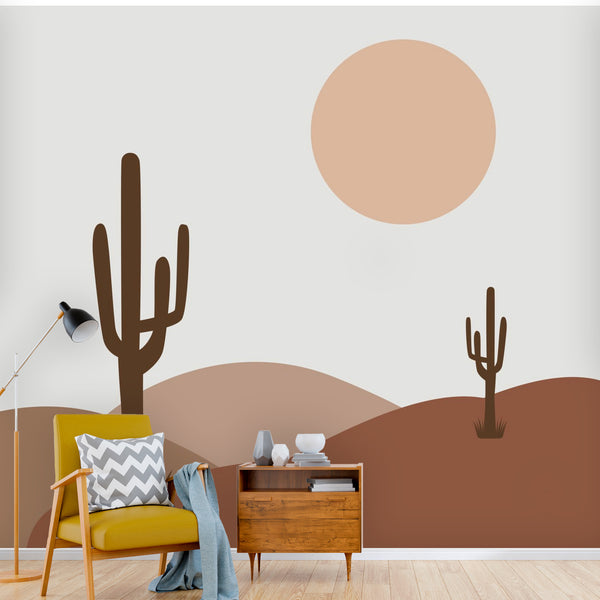Wall Murals Desert Valley Wallpaper Home Decor Wall Decor Cactus Desert Full Moon Joshua Tree