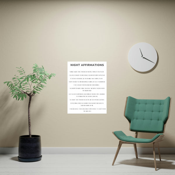 Night Time Affirmations and Manifestation Sayings Vertical Matte Poster Night Affirmations
