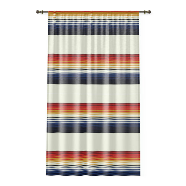 Sheer Window Curtain Southwestern Mexican Blanket Patter, Polyester Transparent One Sided Print
