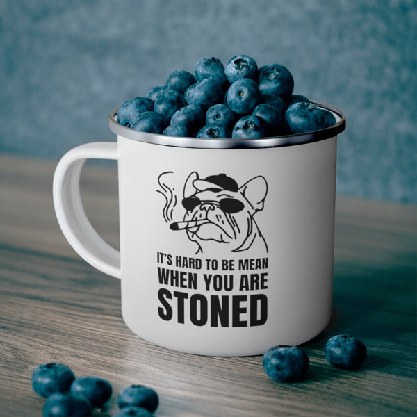 Camping Mug Funny Gifts Travel Enamel Camping Mug Coffee Mug Tea Mug 420 It's hard to be mean when you're stoned Mug