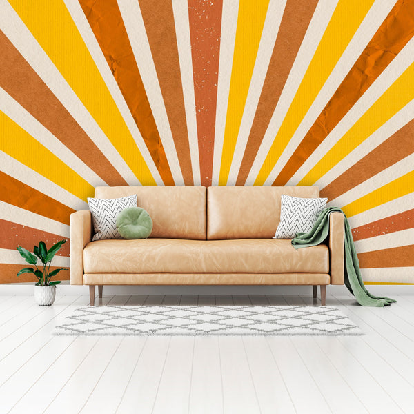 Wall Mural Retro Sunburst 4 Sizes Wall Organic Inks Self Adhesive Bohemian Wall Decor