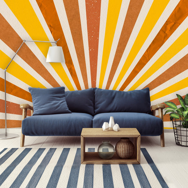 Wall Mural Retro Sunburst 4 Sizes Wall Organic Inks Self Adhesive Bohemian Wall Decor