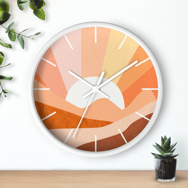 Wall Clock Silent Tick Sunrise Modern Landscape Clock for Wall Bohemian