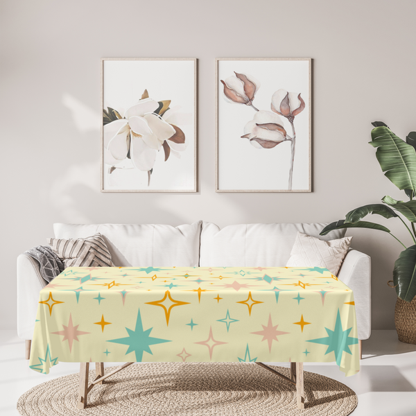 Retro Starburst Tablecloth, Kitchen Table Linens Retro Modern