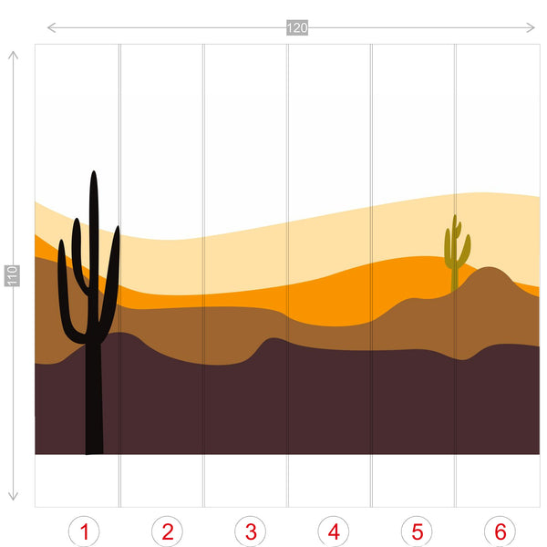 Wallpaper Wall Murals 4 Sizes Desert Cactus Scene, Easy to Use and remove