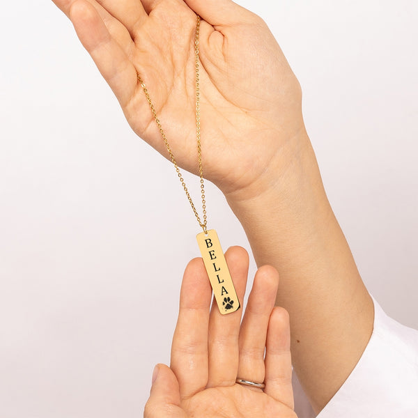 Actual Paw Print + Name Necklace for Pet Lovers Dog Lover Cat Lover Gift