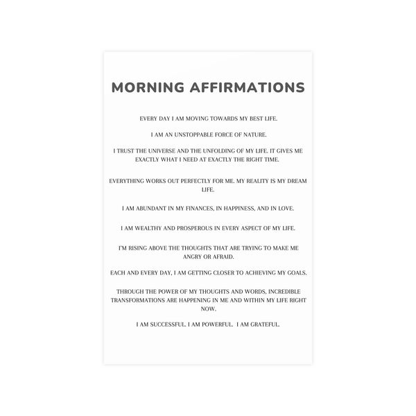 Morning Affirmations and Manifestation Sayings Vertical Matte Poster Daytime Affirmations