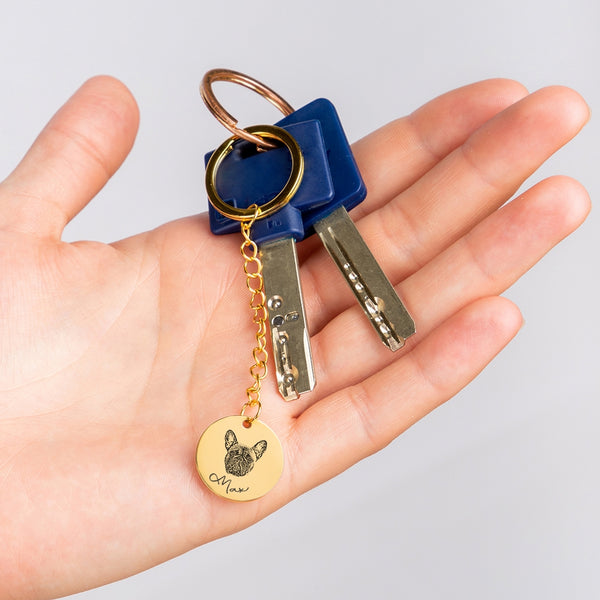 Pet Portrait Keychain for Pets, Dog Lover Gifts for Pet Parents