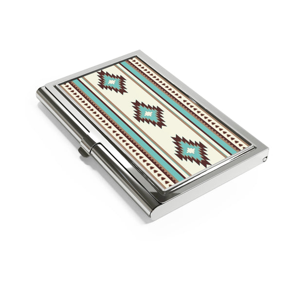 Business Card Holder Turquoise Diamonds Pattern