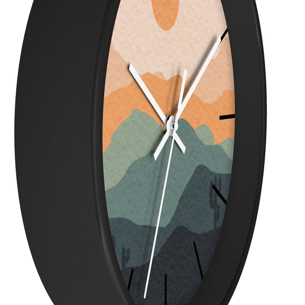Wall Clock Midwest Boho Desert Landscape Silent Tick, Choice of Frame Wall Decor Clock Nursery Decor