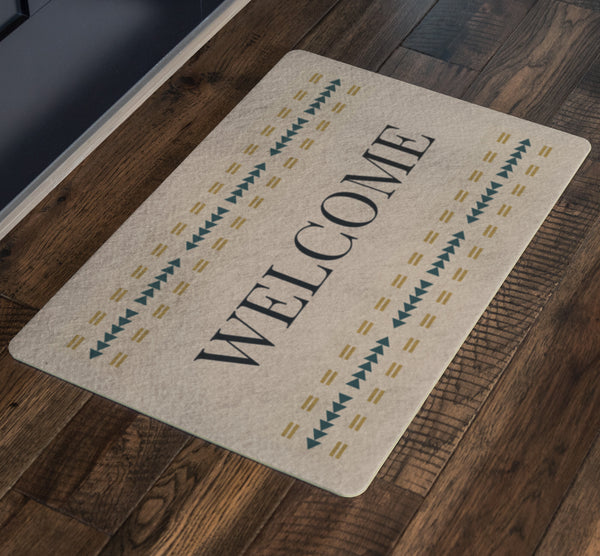 Beige Door Mat Welcome Mat Southwestern Rug Mat Polyester Lightweight Indoor Outdoor Arrow Pass Print