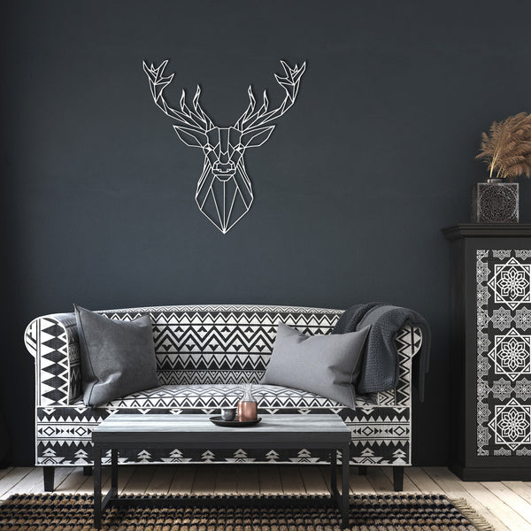 Geometric Deer Metal Wall Art Buck Decor